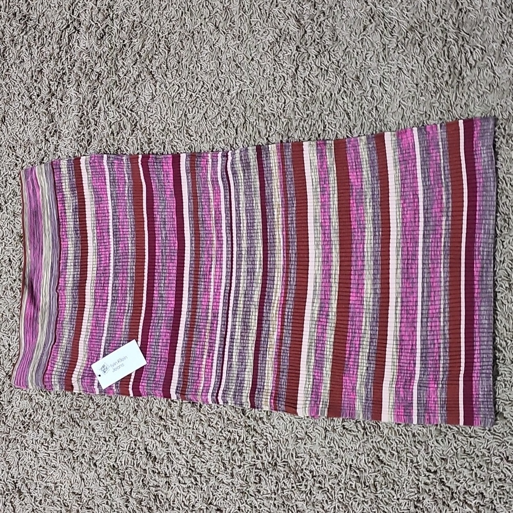 NWT Calvin Klein Jeans Skirt Ribbed Midi Striped Large Pull On Stretch - Picture 8 of 8